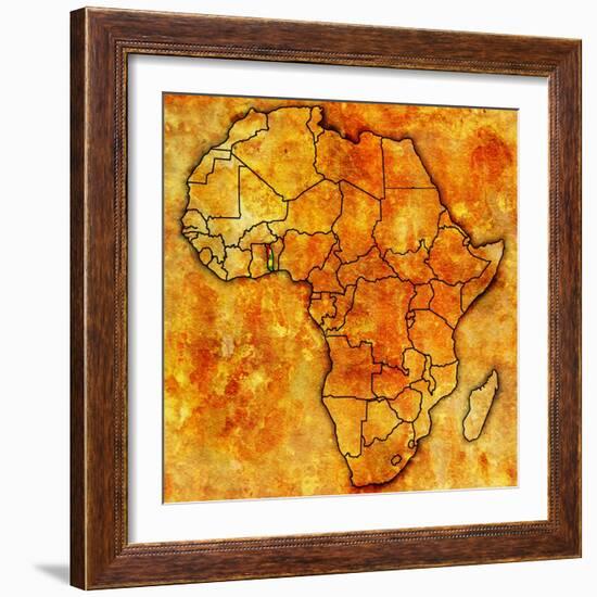 Togo on Actual Map of Africa-michal812-Framed Art Print