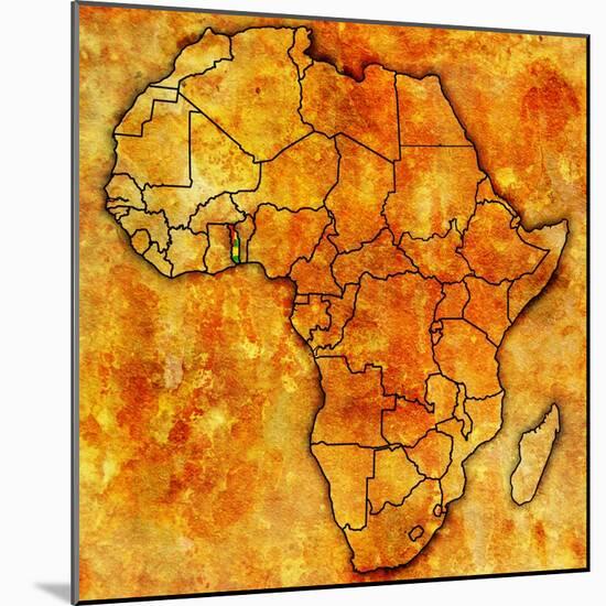 Togo on Actual Map of Africa-michal812-Mounted Art Print