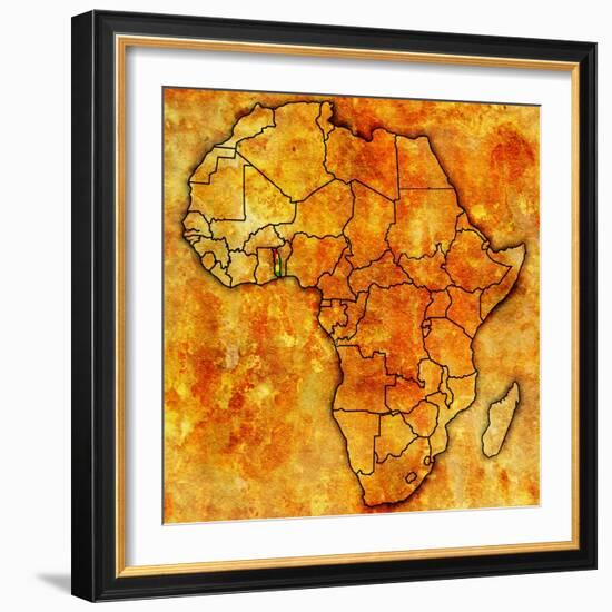 Togo on Actual Map of Africa-michal812-Framed Art Print