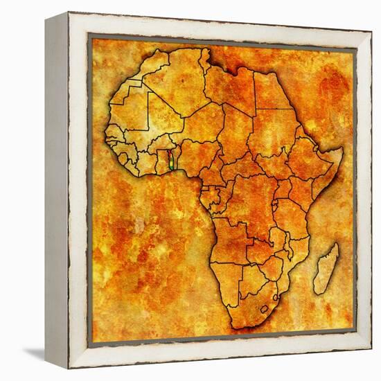 Togo on Actual Map of Africa-michal812-Framed Stretched Canvas