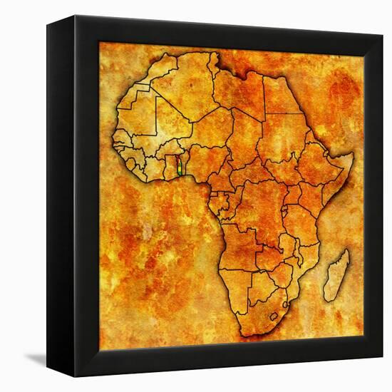 Togo on Actual Map of Africa-michal812-Framed Stretched Canvas