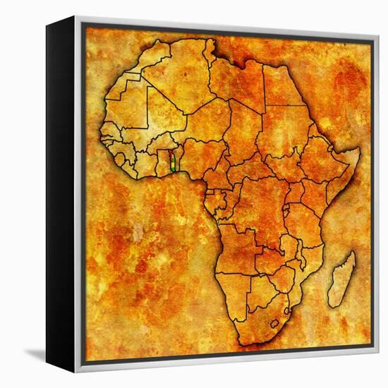 Togo on Actual Map of Africa-michal812-Framed Stretched Canvas