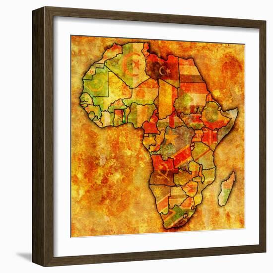 Togo on Actual Map of Africa-michal812-Framed Art Print