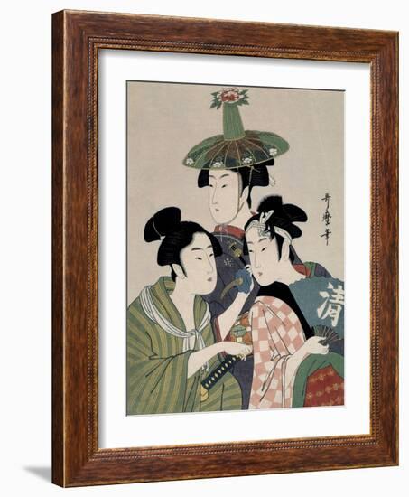 Tôjin, shishi, sumô, 1793-Kitagawa Utamaro-Framed Giclee Print