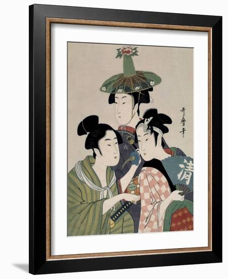 Tôjin, shishi, sumô, 1793-Kitagawa Utamaro-Framed Giclee Print