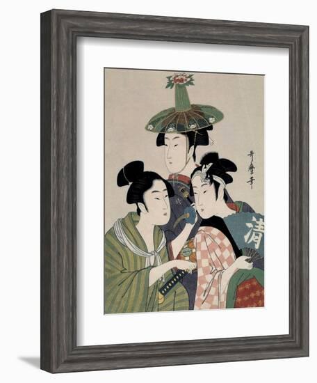 Tôjin, shishi, sumô, 1793-Kitagawa Utamaro-Framed Giclee Print