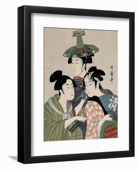 Tôjin, shishi, sumô, 1793-Kitagawa Utamaro-Framed Giclee Print