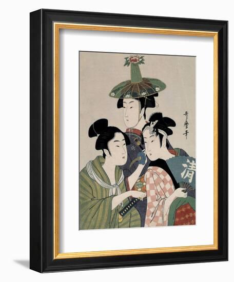 Tôjin, shishi, sumô, 1793-Kitagawa Utamaro-Framed Giclee Print