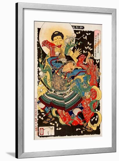 Toki Motosada, Hurling a Demon King, Thirty-Six Transformations-Yoshitoshi Tsukioka-Framed Giclee Print