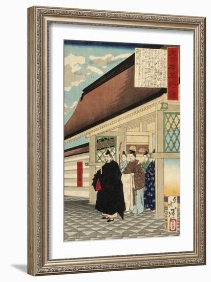 Tokugawa Ieyasu at Entrance to a Palace from the Series A Mirror of Great Warriors of Japan, c.1876-Tsukioka Yoshitoshi-Framed Giclee Print