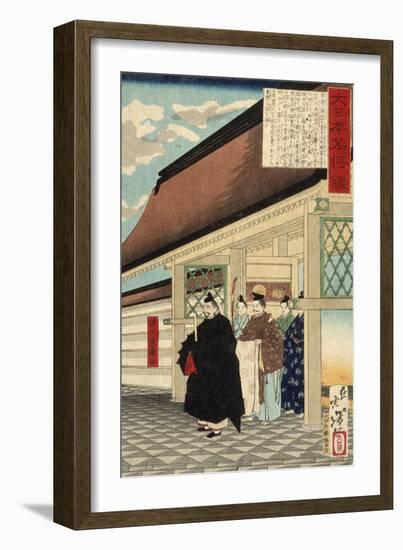 Tokugawa Ieyasu at Entrance to a Palace from the Series A Mirror of Great Warriors of Japan, c.1876-Tsukioka Yoshitoshi-Framed Giclee Print