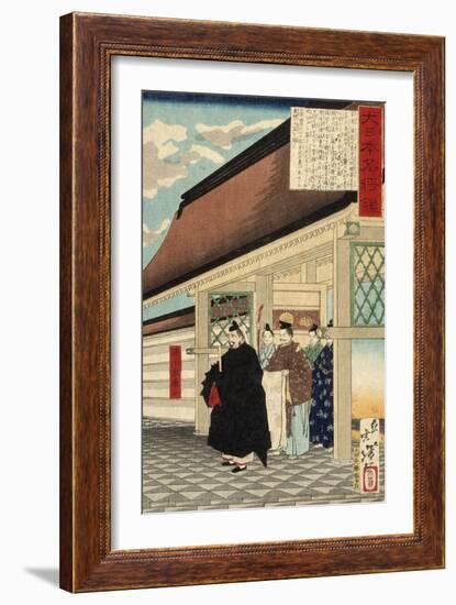 Tokugawa Ieyasu at Entrance to a Palace from the Series A Mirror of Great Warriors of Japan, c.1876-Tsukioka Yoshitoshi-Framed Giclee Print