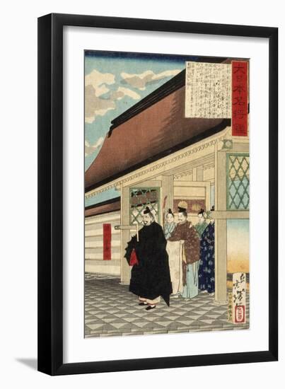 Tokugawa Ieyasu at Entrance to a Palace from the Series A Mirror of Great Warriors of Japan, c.1876-Tsukioka Yoshitoshi-Framed Giclee Print