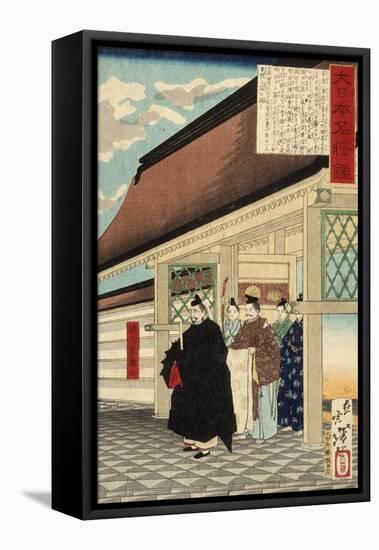 Tokugawa Ieyasu at Entrance to a Palace from the Series A Mirror of Great Warriors of Japan, c.1876-Tsukioka Yoshitoshi-Framed Premier Image Canvas