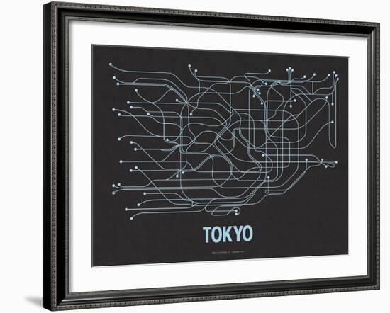 Tokyo (Black Licorice & Light Blue)-LinePosters-Framed Serigraph