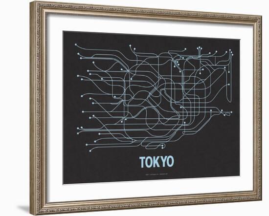 Tokyo (Black Licorice & Light Blue)-LinePosters-Framed Serigraph