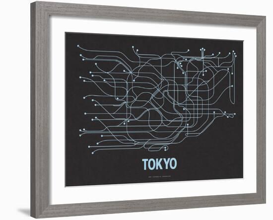 Tokyo (Black Licorice & Light Blue)-LinePosters-Framed Serigraph