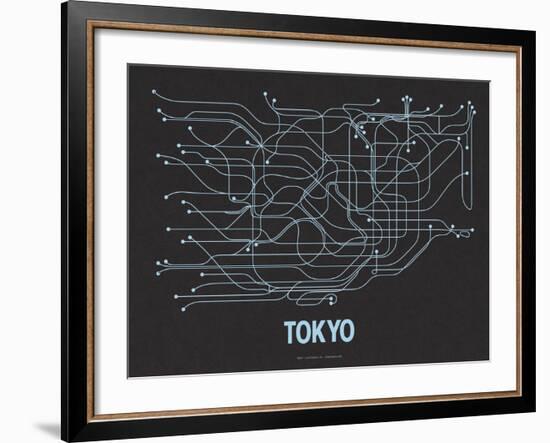 Tokyo (Black Licorice & Light Blue)-LinePosters-Framed Serigraph