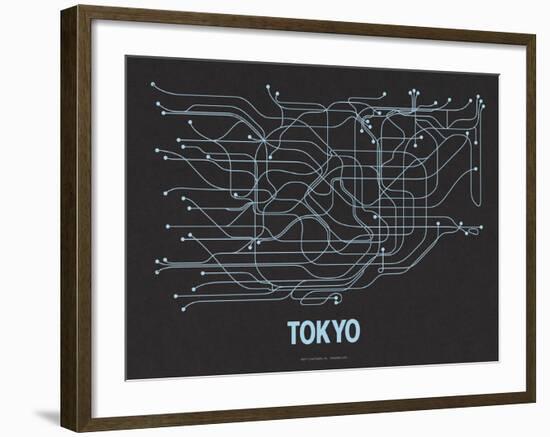 Tokyo (Black Licorice & Light Blue)-LinePosters-Framed Serigraph