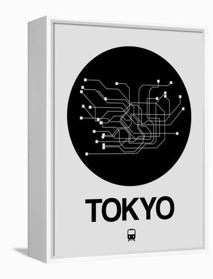 Tokyo Black Subway Map-NaxArt-Framed Stretched Canvas