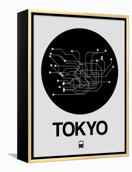 Tokyo Black Subway Map-NaxArt-Framed Stretched Canvas