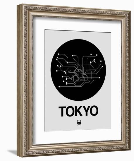 Tokyo Black Subway Map-NaxArt-Framed Art Print