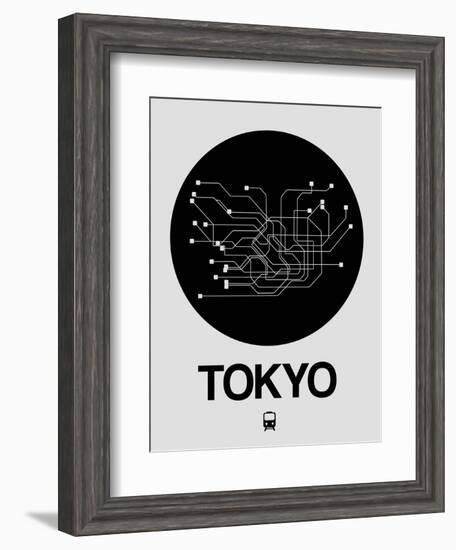 Tokyo Black Subway Map-NaxArt-Framed Art Print