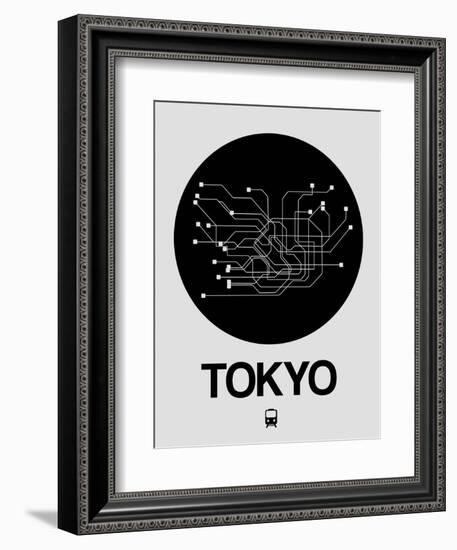 Tokyo Black Subway Map-NaxArt-Framed Art Print