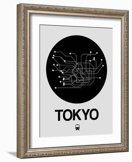 Tokyo Black Subway Map-NaxArt-Framed Art Print