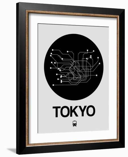 Tokyo Black Subway Map-NaxArt-Framed Art Print