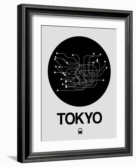 Tokyo Black Subway Map-NaxArt-Framed Art Print