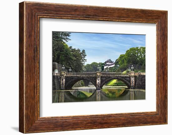 Tokyo, Japan. Imperial Palace, Edo Castle, with Nijubashi Bridge and moat-Miva Stock-Framed Photographic Print