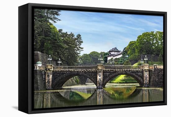 Tokyo, Japan. Imperial Palace, Edo Castle, with Nijubashi Bridge and moat-Miva Stock-Framed Premier Image Canvas