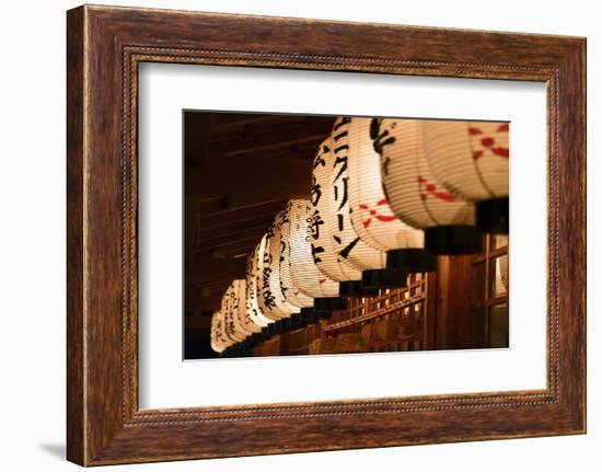 Tokyo, Japan. White paper lanterns at the Senso-Ji Temple in the Asakusa neighborhood-Miva Stock-Framed Photographic Print