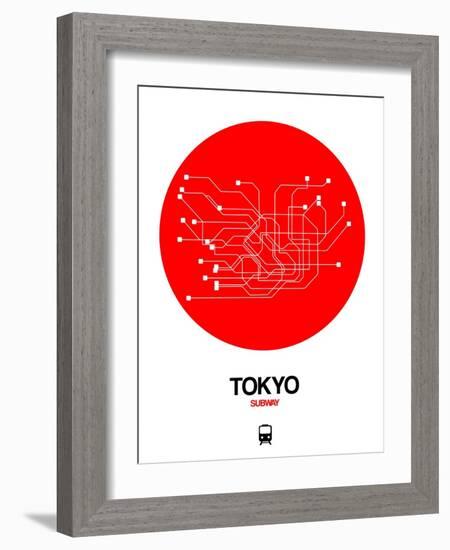 Tokyo Red Subway Map-NaxArt-Framed Art Print