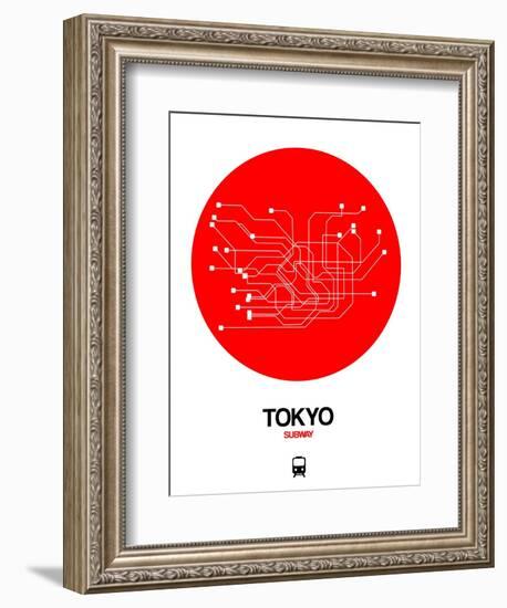 Tokyo Red Subway Map-NaxArt-Framed Art Print