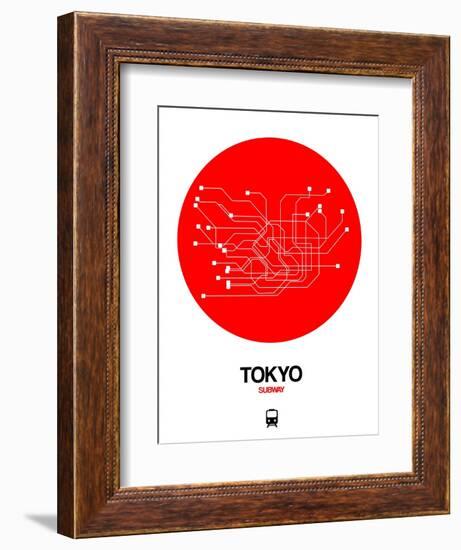 Tokyo Red Subway Map-NaxArt-Framed Art Print