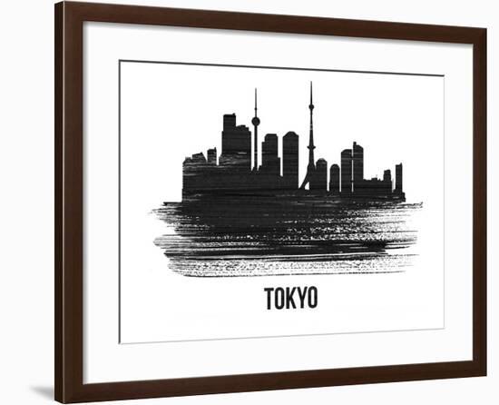 Tokyo Skyline Brush Stroke - Black II-NaxArt-Framed Art Print