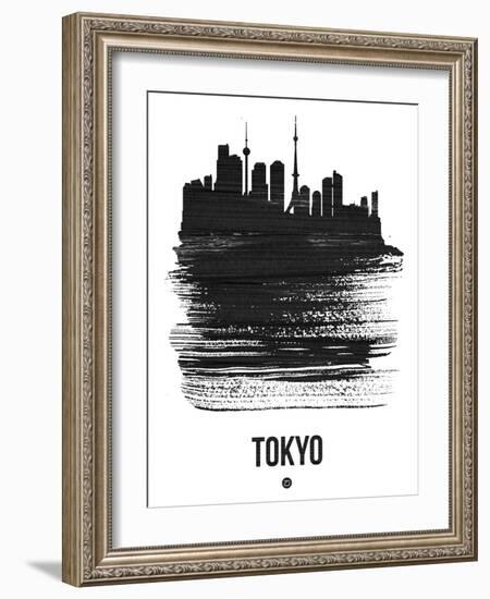 Tokyo Skyline Brush Stroke - Black-NaxArt-Framed Art Print