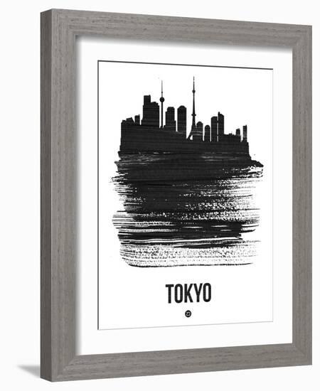 Tokyo Skyline Brush Stroke - Black-NaxArt-Framed Art Print