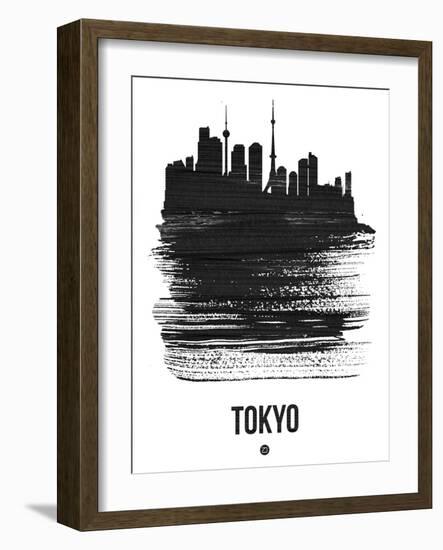 Tokyo Skyline Brush Stroke - Black-NaxArt-Framed Art Print