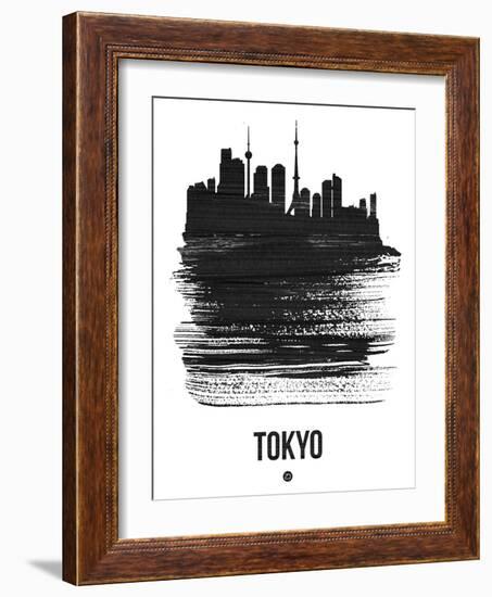 Tokyo Skyline Brush Stroke - Black-NaxArt-Framed Art Print