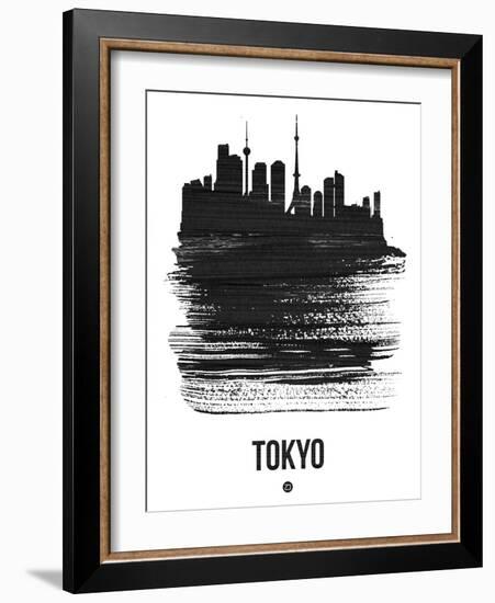 Tokyo Skyline Brush Stroke - Black-NaxArt-Framed Art Print