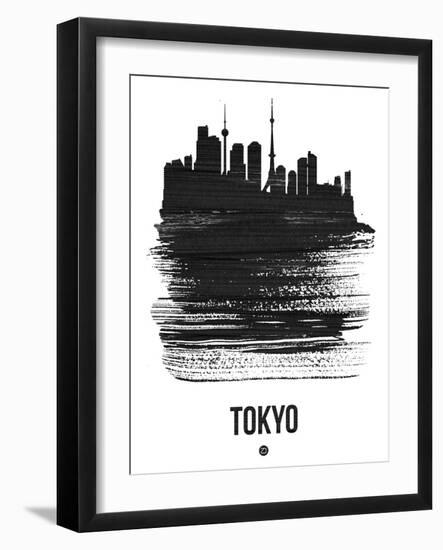 Tokyo Skyline Brush Stroke - Black-NaxArt-Framed Art Print