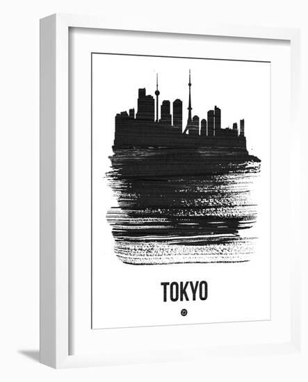 Tokyo Skyline Brush Stroke - Black-NaxArt-Framed Art Print