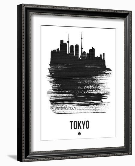 Tokyo Skyline Brush Stroke - Black-NaxArt-Framed Art Print