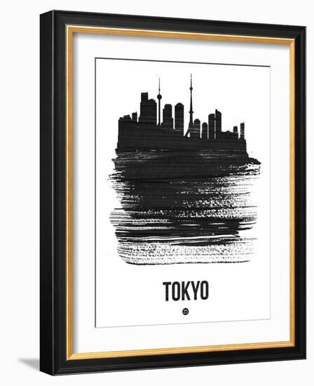 Tokyo Skyline Brush Stroke - Black-NaxArt-Framed Art Print