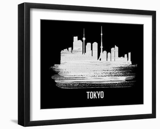 Tokyo Skyline Brush Stroke - White-NaxArt-Framed Art Print