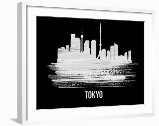 Tokyo Skyline Brush Stroke - White-NaxArt-Framed Art Print