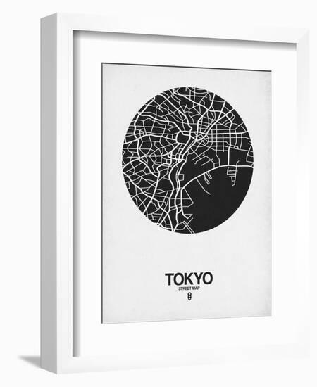 Tokyo Street Map Black on White-NaxArt-Framed Art Print